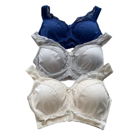 Rhonda Shear 3Pack Classic Pin Up Bra Size Medium Midnight Champagne Gray 648.13 - Picture 2 of 9